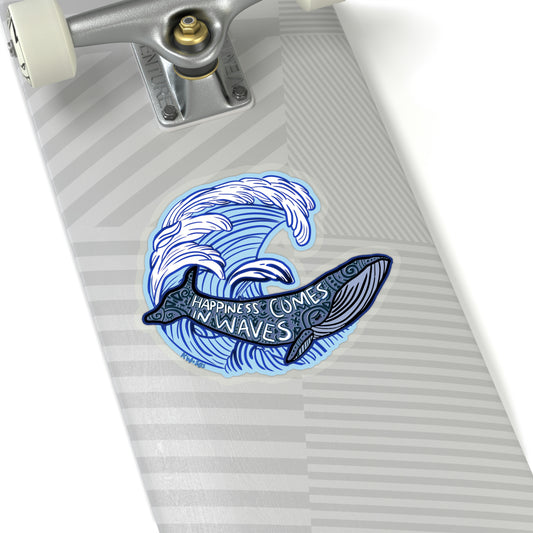 Happiness comes in waves - Kiss-Cut Stickers