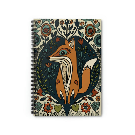 Floral Fox - Spiral Notebook - Ruled Line