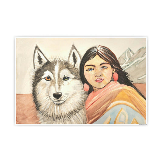 Girl and dog - Photo Art Paper Posters