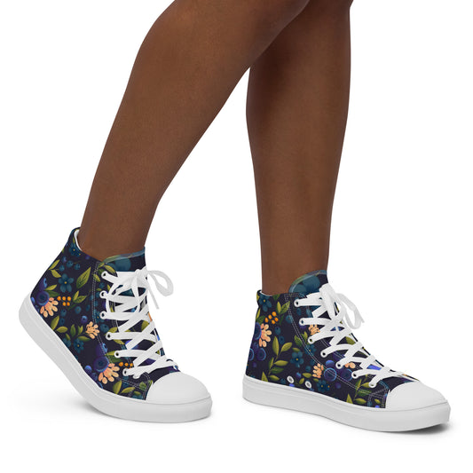 Blueberry dream - Women’s high top canvas shoes